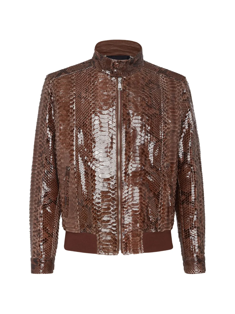 Billionaire python leather jacket - Marrone