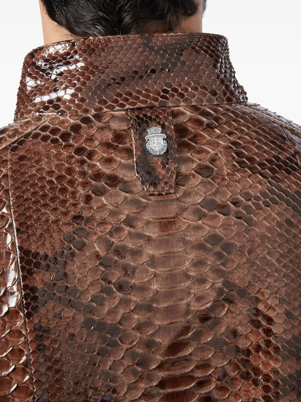 Billionaire Leren bikerjack met pythonprint Bruin