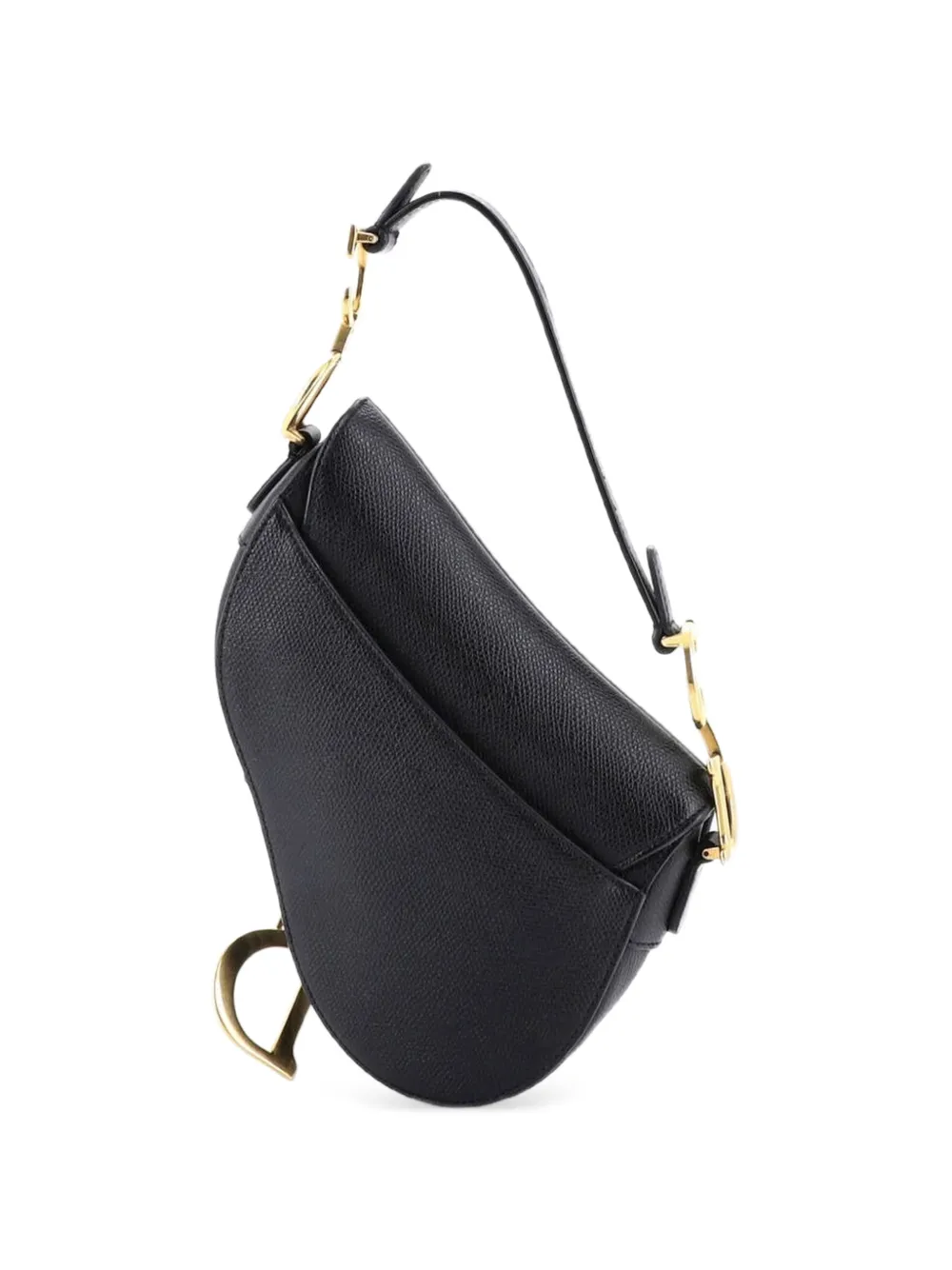 Dior ブラック レザー ショルダーバッグ Christian Dior Pre-Owned サドル ハンドバッグ レザー ミニ