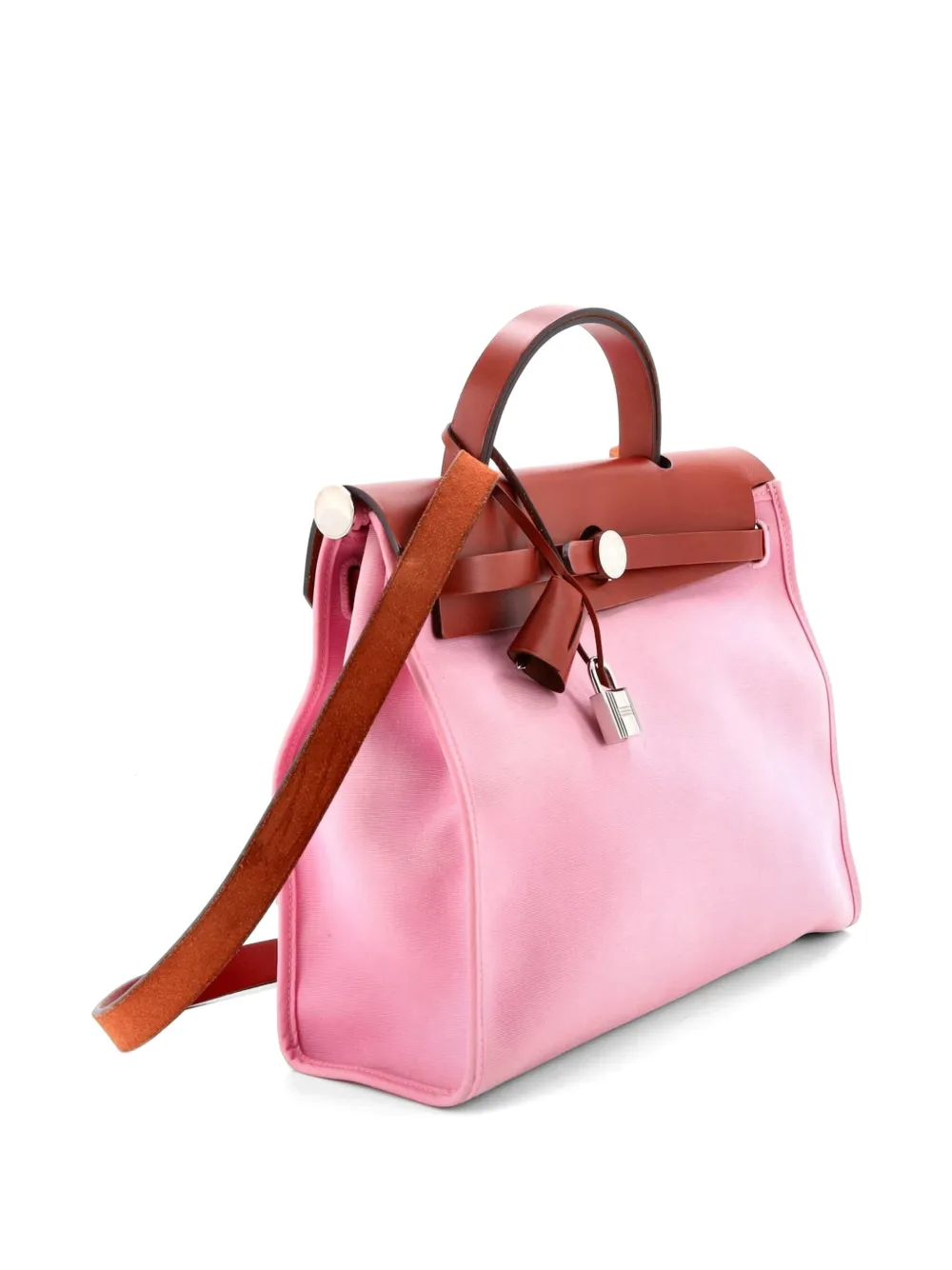 Hermès Pre-Owned Herbag Zip Leather and Toile 31 shoulder bag - Rosa
