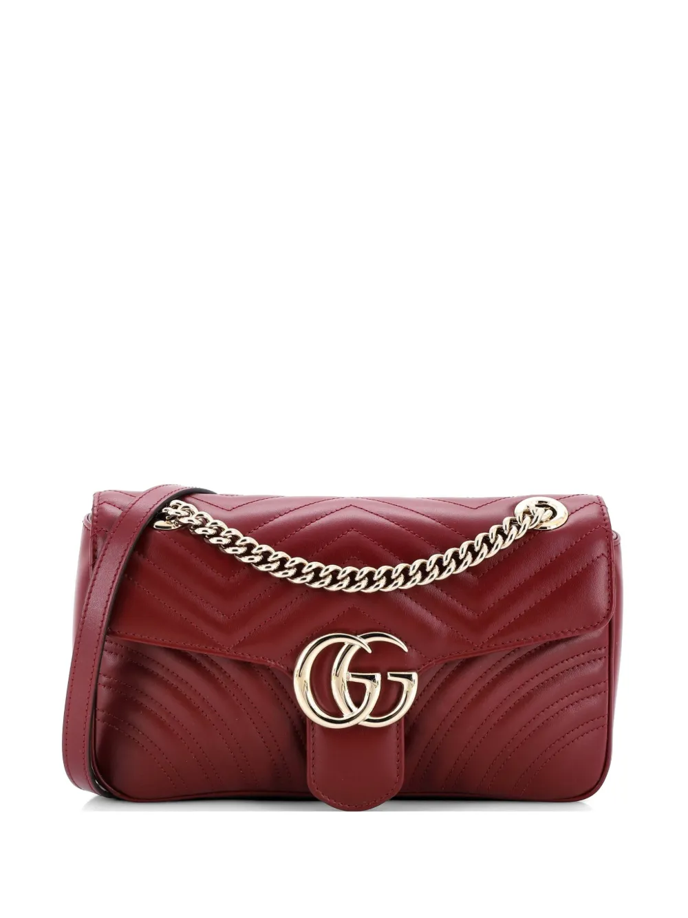 Gucci Pre-Owned GG Marmont Flap Bag Matelasse Leather Medium shoulder bag - Rosso