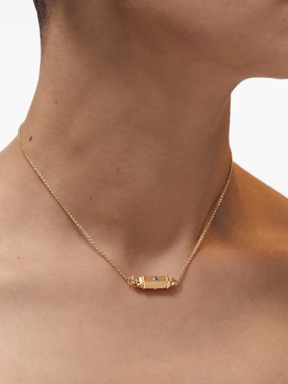Marie Lichtenberg micro Coco sapphire locket necklace - Oro