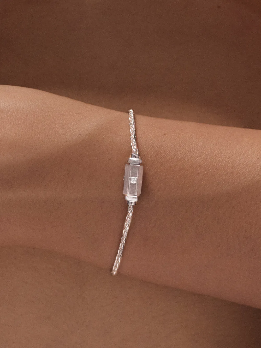 Marie Lichtenberg Micro Coco Diamond Bracelet in Silver, view 2