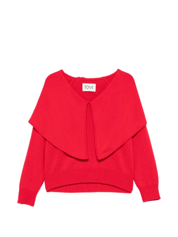 Tove Malia Draped-panel Sweater in Red