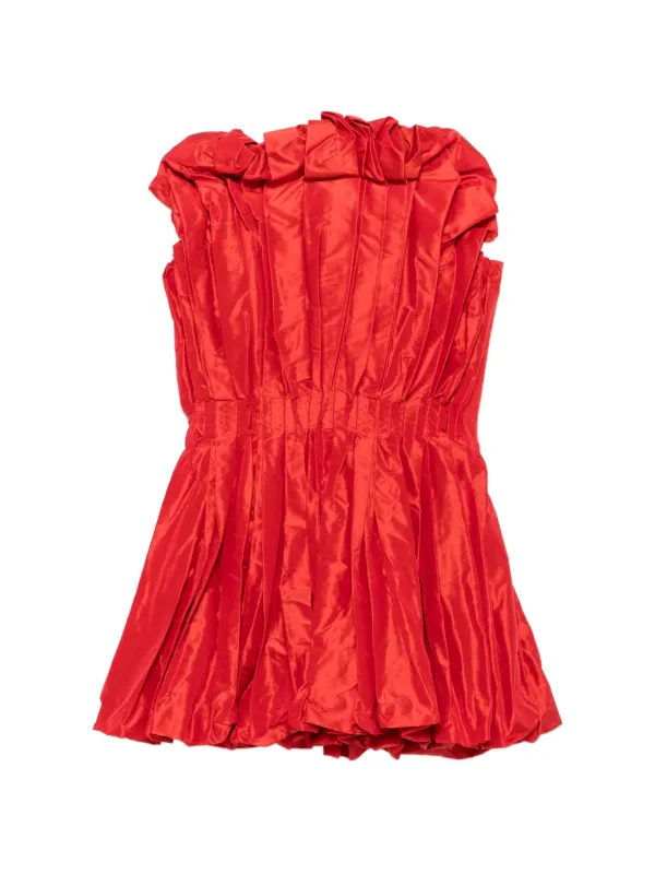 Tove Marina Pleated Strapless Top in Red