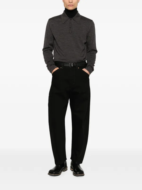 LEMAIRE long-sleeve Wool Polo Shirt | Grey | FARFETCH