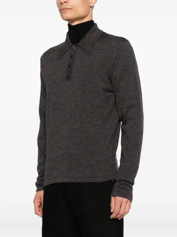 LEMAIRE long-sleeve Wool Polo Shirt | Grey | FARFETCH
