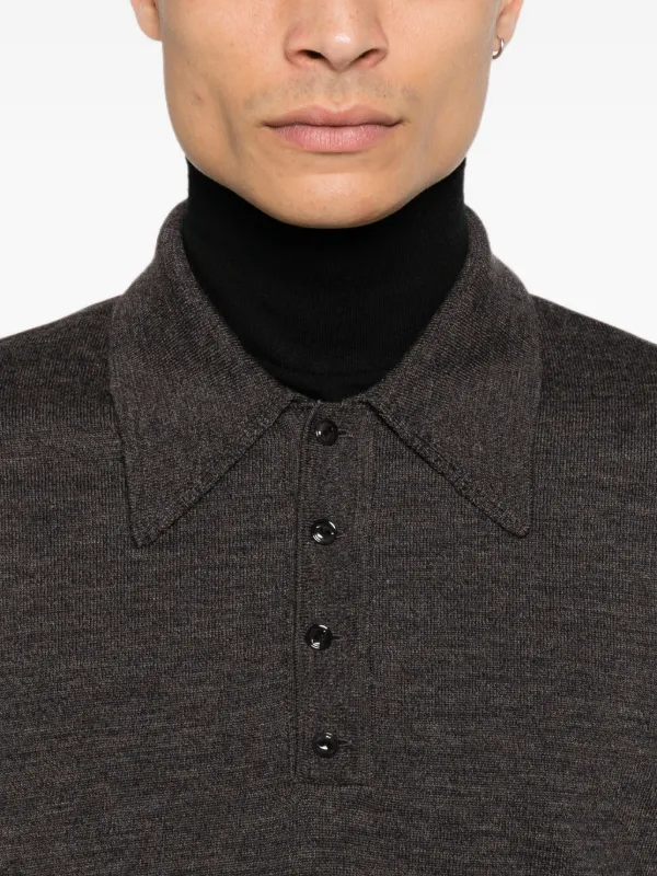 LEMAIRE long-sleeve Wool Polo Shirt | Grey | FARFETCH