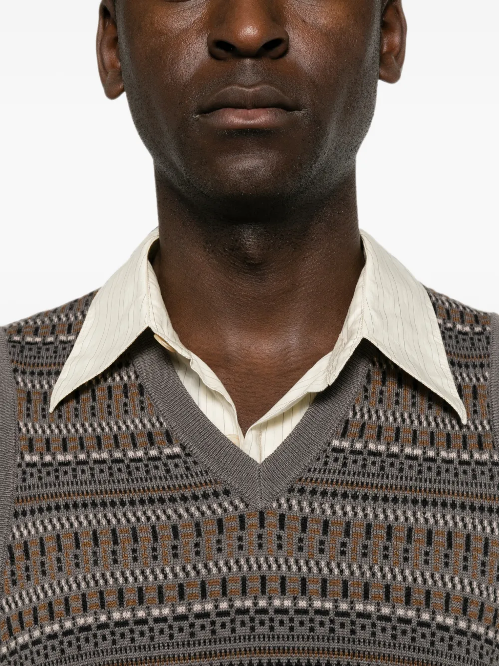 LEMAIRE V-neck jacquard-knit vest Grijs