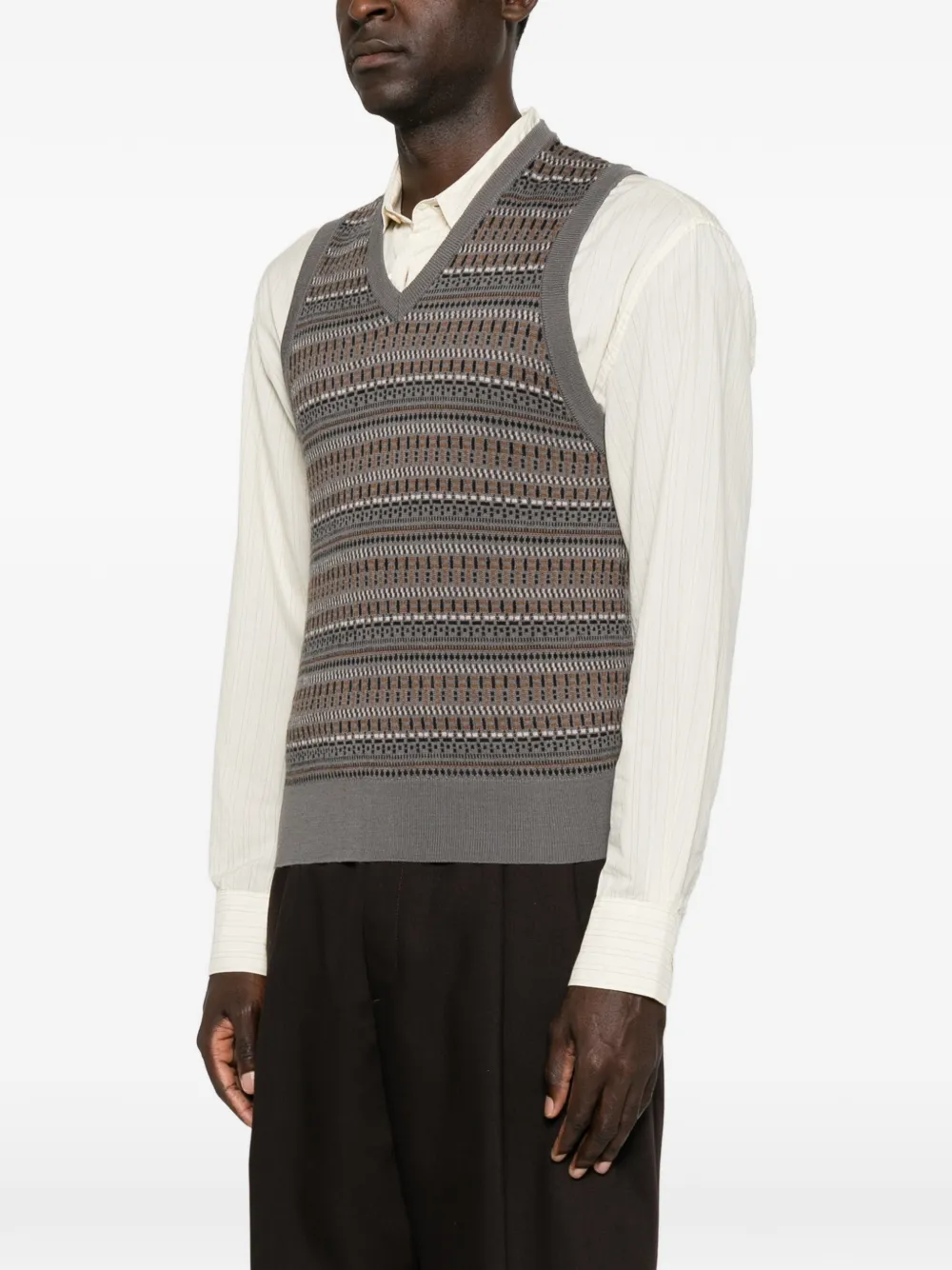 LEMAIRE V-neck jacquard-knit vest Grijs