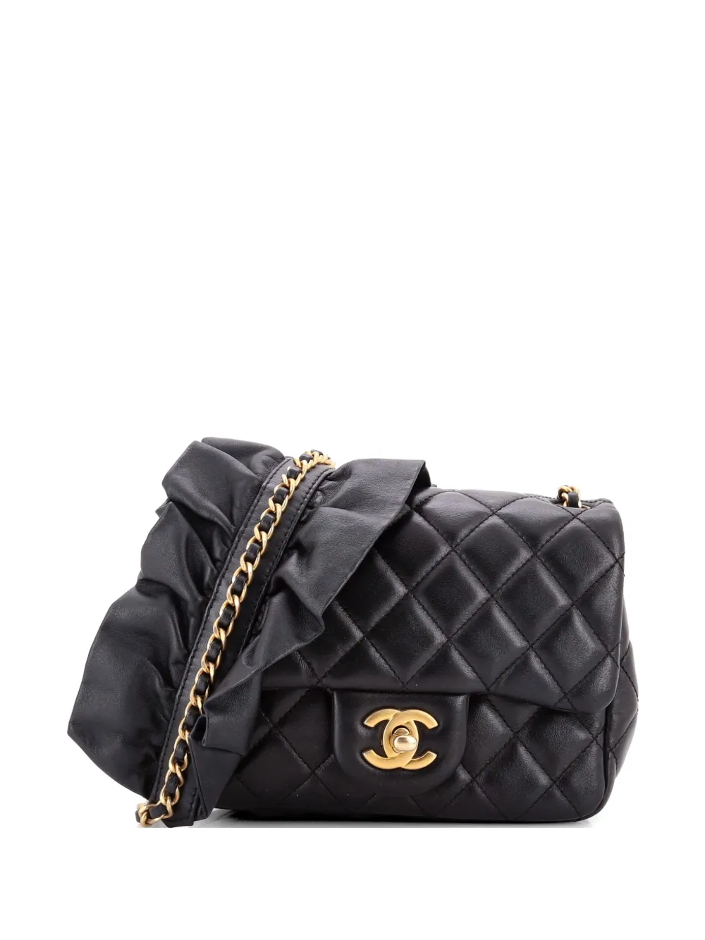 CHANEL Pre-Owned Romance Square Flap Bag Quilted Lambskin Mini crossbody bag - Nero
