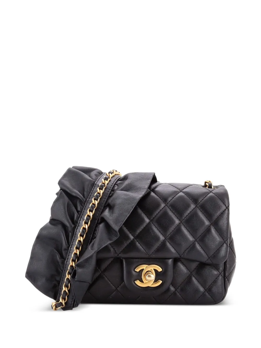 CHANEL Pre-Owned Romance Square Flap Bag Quilted Lambskin Mini crossbody bag - Nero