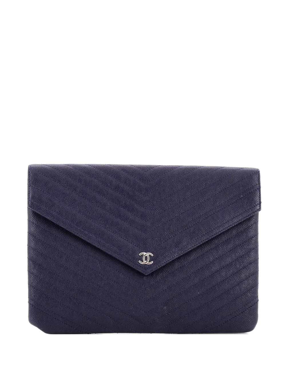 CHANEL Pre-Owned Statement Pouch Chevron Caviar Large clutch bag - Blu