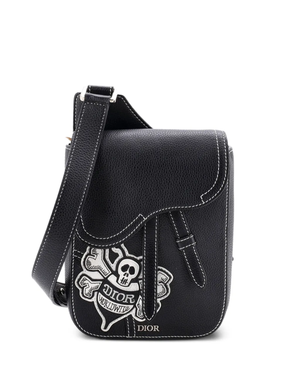 Christian Dior Pre-Owned Stussy Saddle Messenger Pouch Leather with Applique crossbody bag - Schwarz