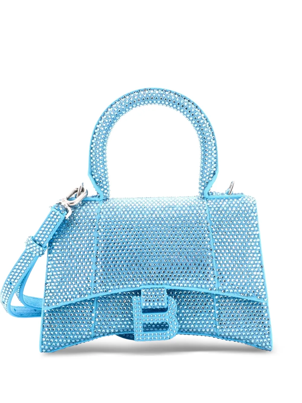 Balenciaga Pre-Owned Hourglass Top Handle Bag Suede with Crystals XS crossbody bag - Blu