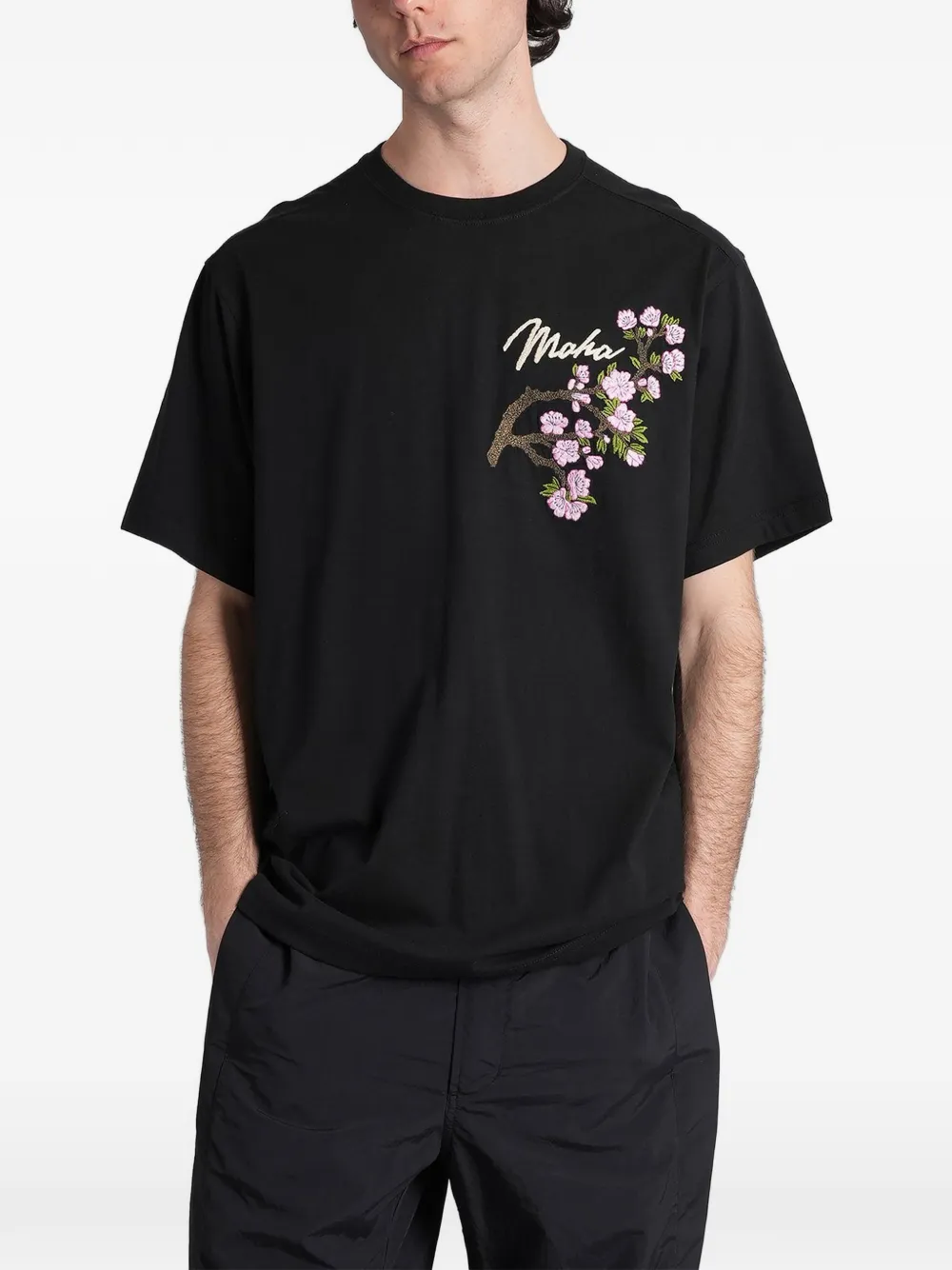 Maharishi floral-embroidered t-shirt - Nero