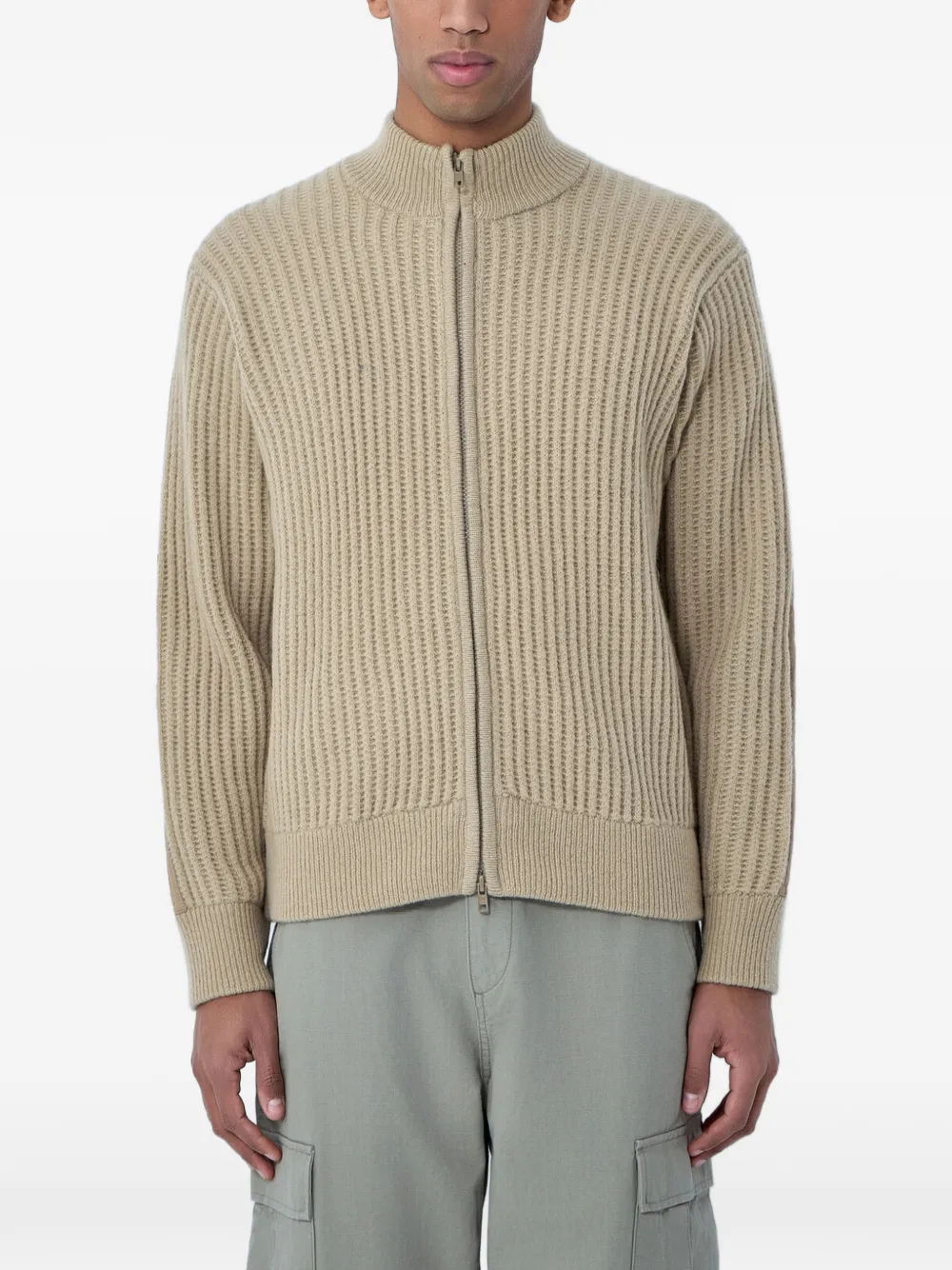 Stüssy ribbed-knit zip-up cardigan - Toni neutri