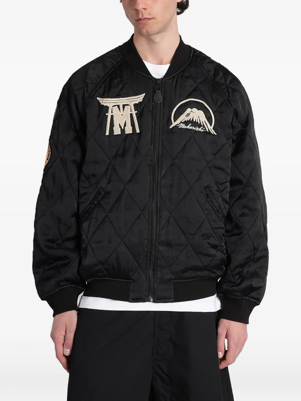 Maharishi embroidered-quilted bomber jacket - Nero