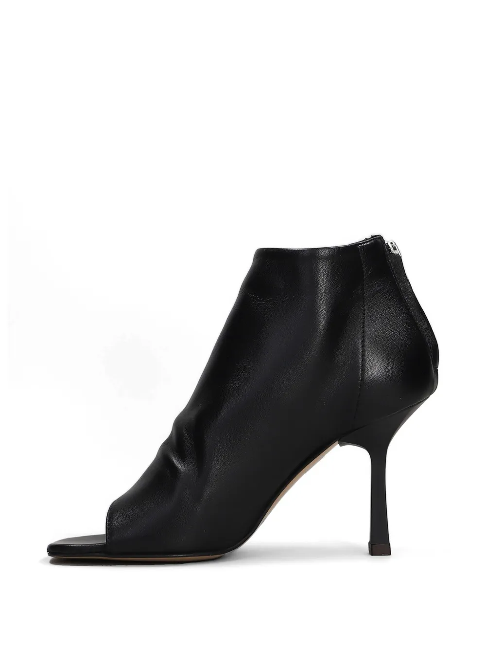 Gisel Moire Dory peep-toe rear-zip ankle boots Zwart