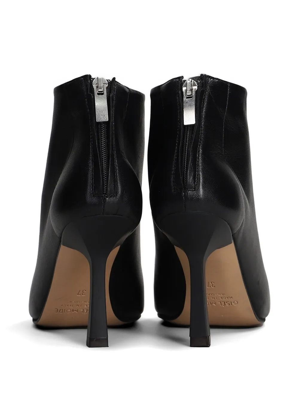 Gisel Moire Dory peep-toe rear-zip ankle boots Zwart