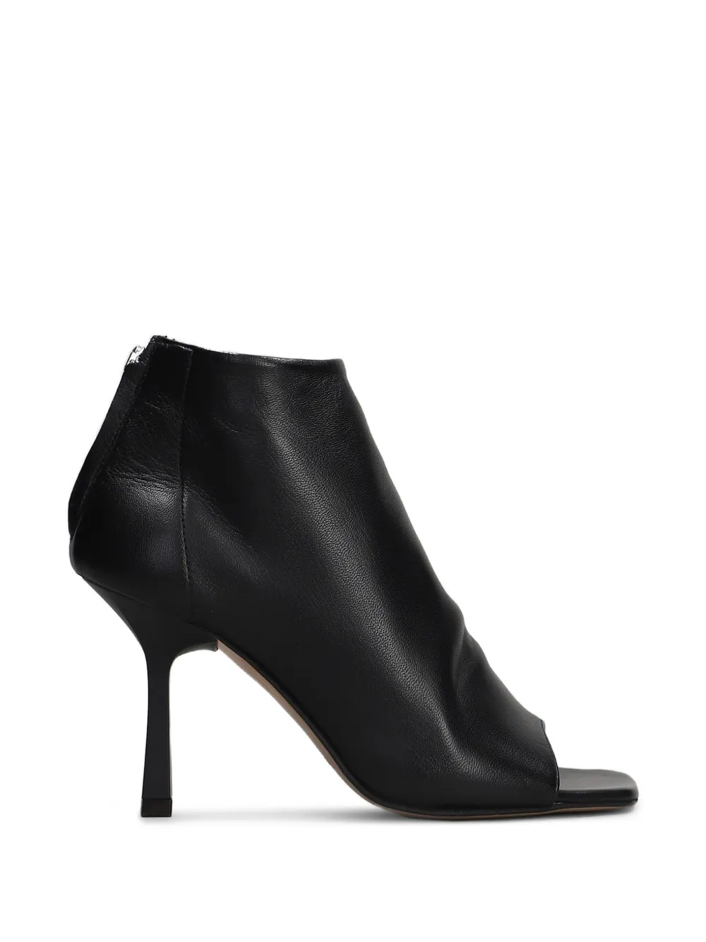 Gisel Moire Dory peep-toe rear-zip ankle boots Zwart