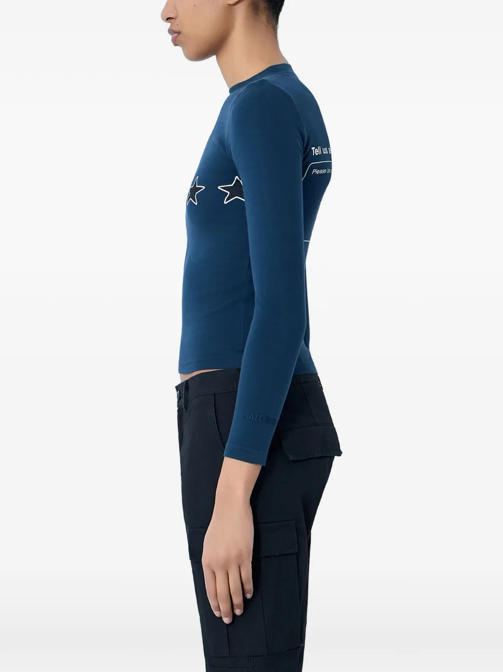 Balenciaga T-shirt met geborduurde ster en lange mouwen Blauw