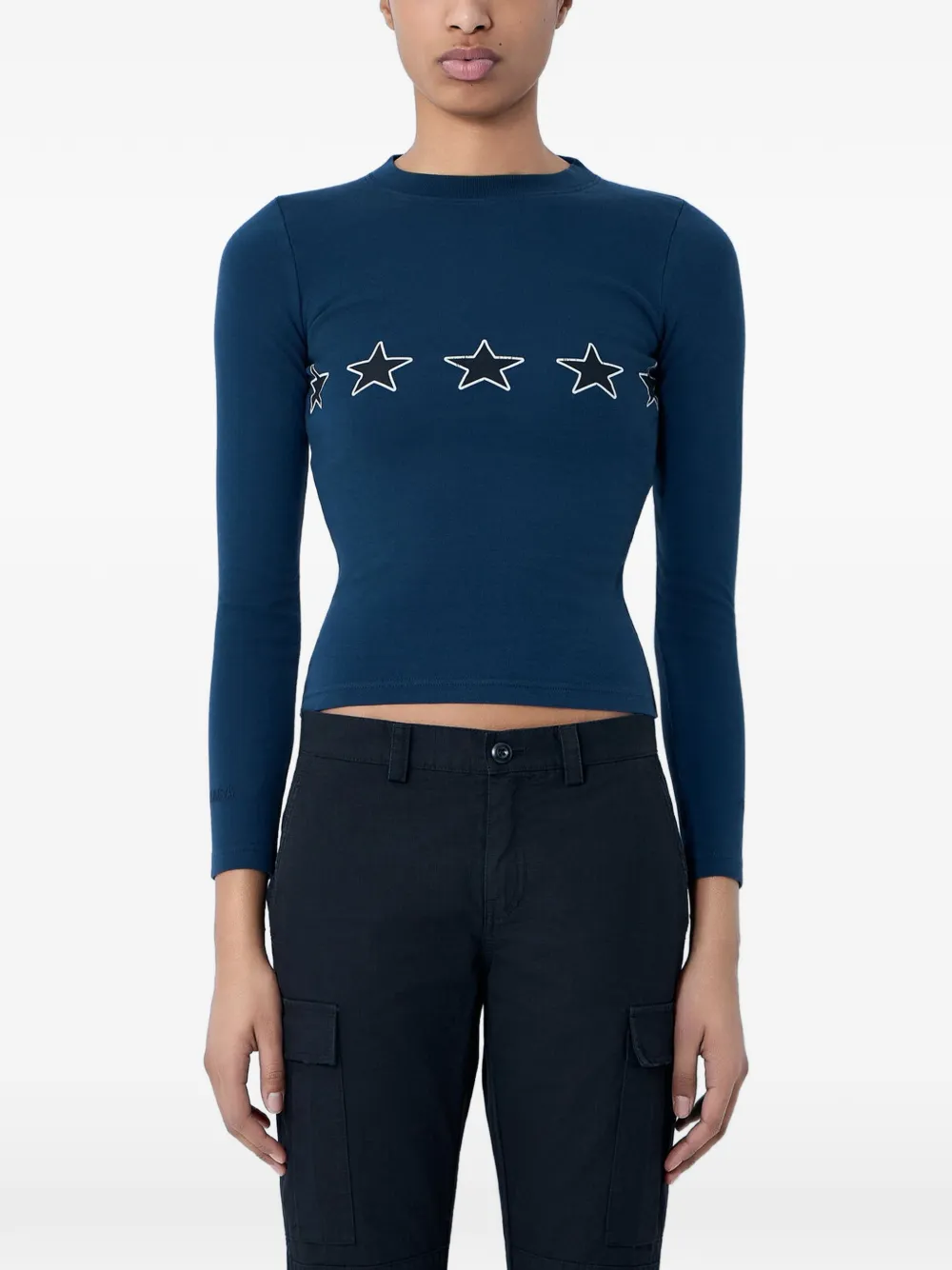 Balenciaga star-embroidered long-sleeve T-shirt - Blau