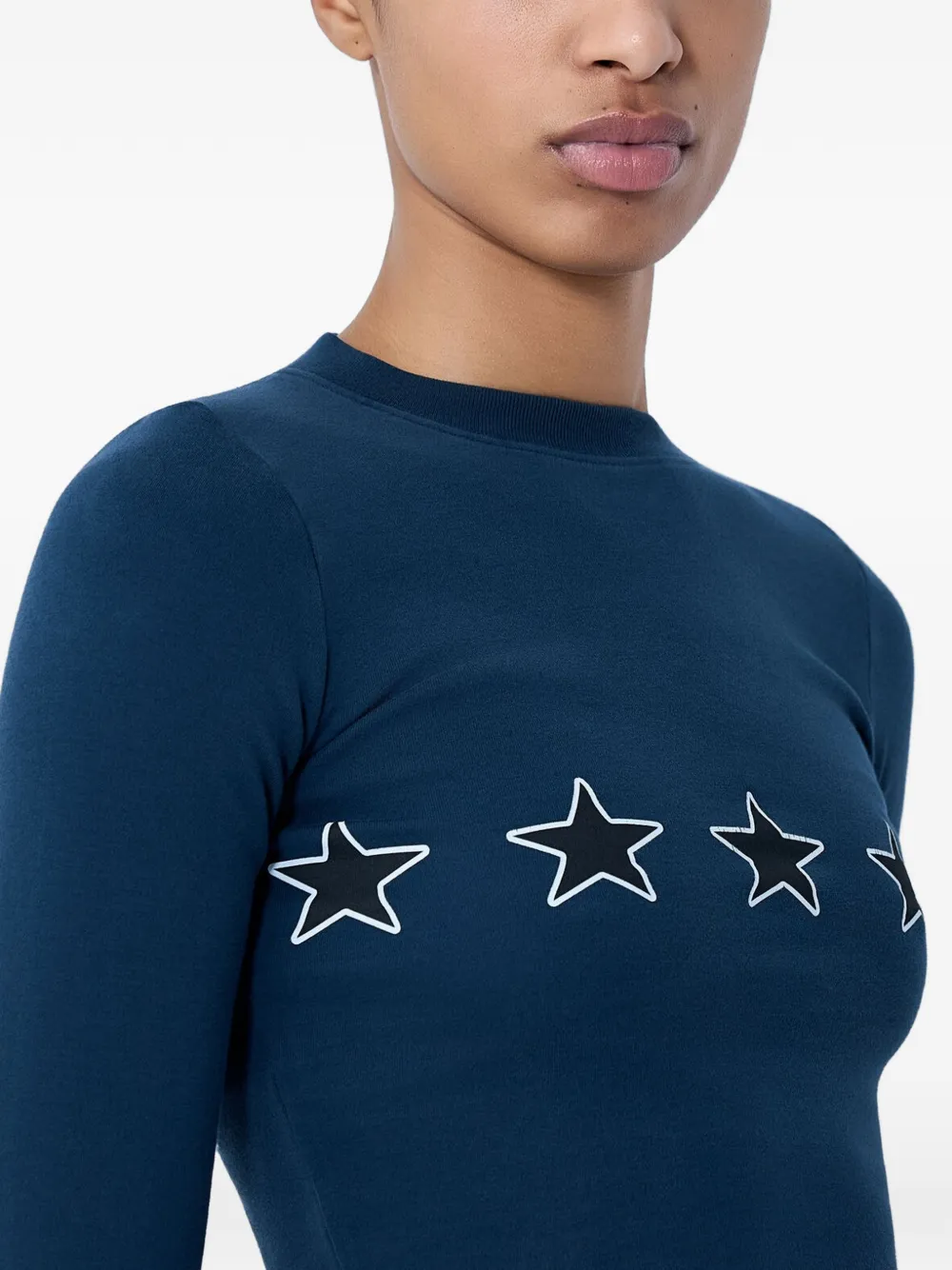 Balenciaga T-shirt met geborduurde ster en lange mouwen Blauw