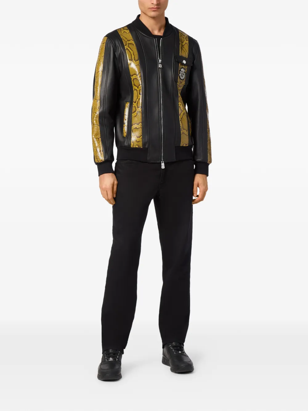 Billionaire Leren bomberjack Zwart