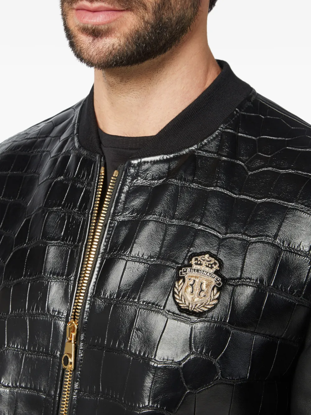 Billionaire Leren bomberjack Zwart