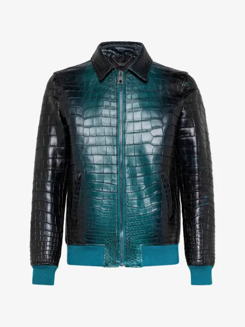 Billionaire shirt-collar crocodile bomber jacket