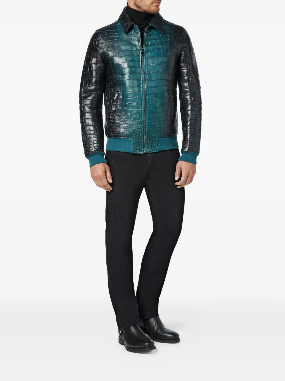 Billionaire Crocodile bomberjack met shirtkraag Blauw
