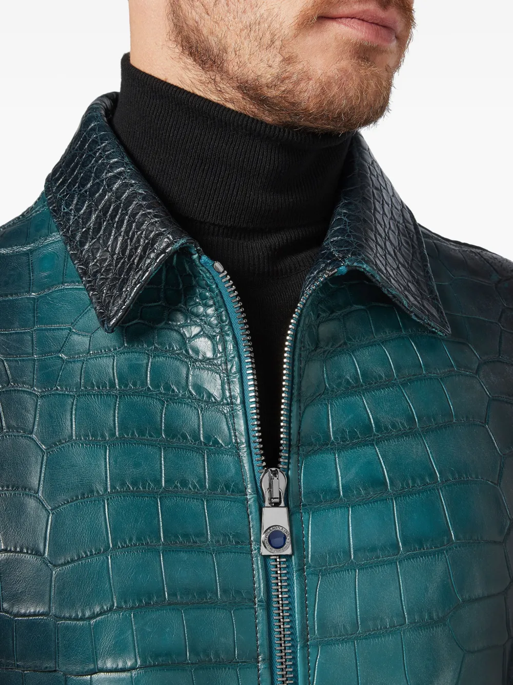 Billionaire Crocodile bomberjack met shirtkraag Blauw