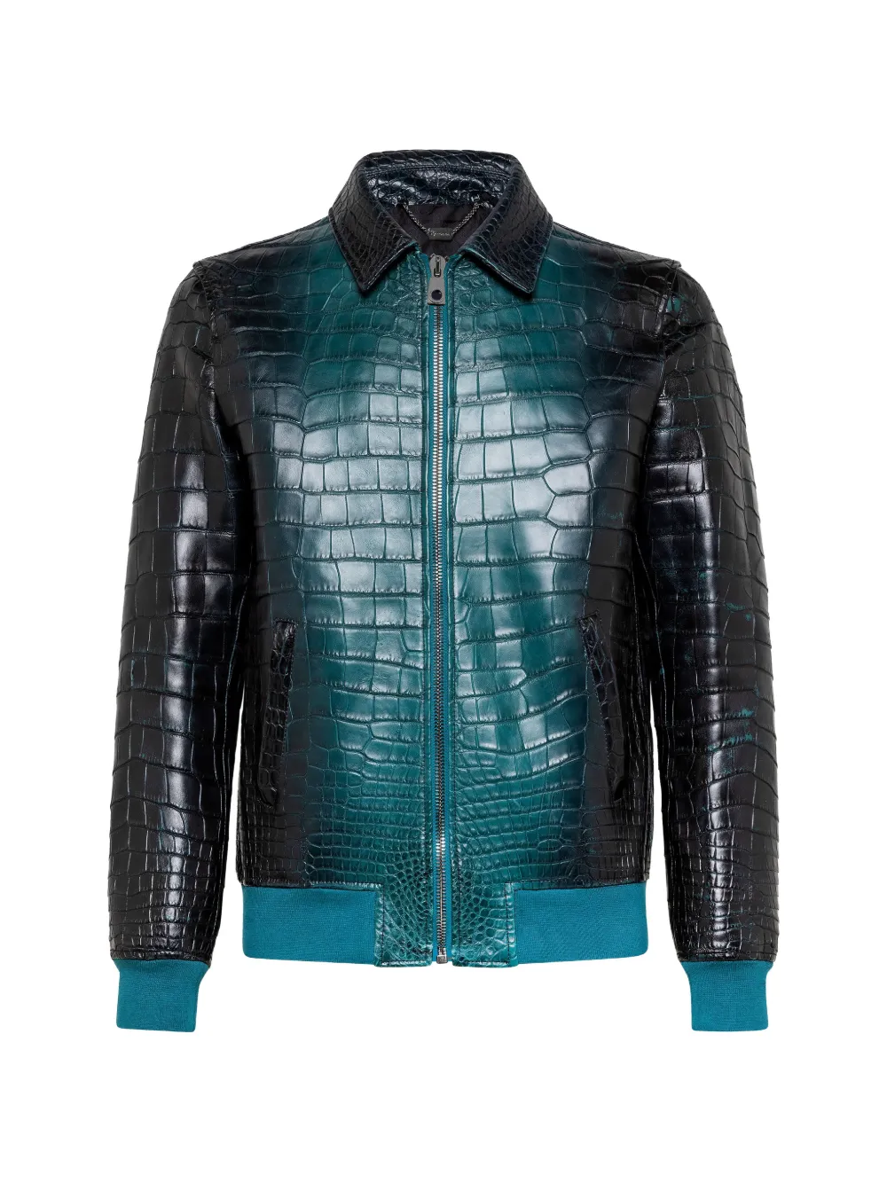 Billionaire shirt-collar crocodile bomber jacket - Blu
