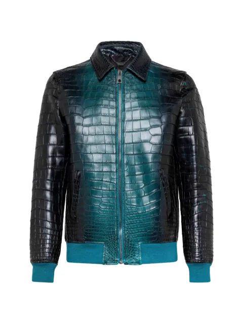 Billionaire Bomberjacke in Kroko-Optik mit Hemdkragen