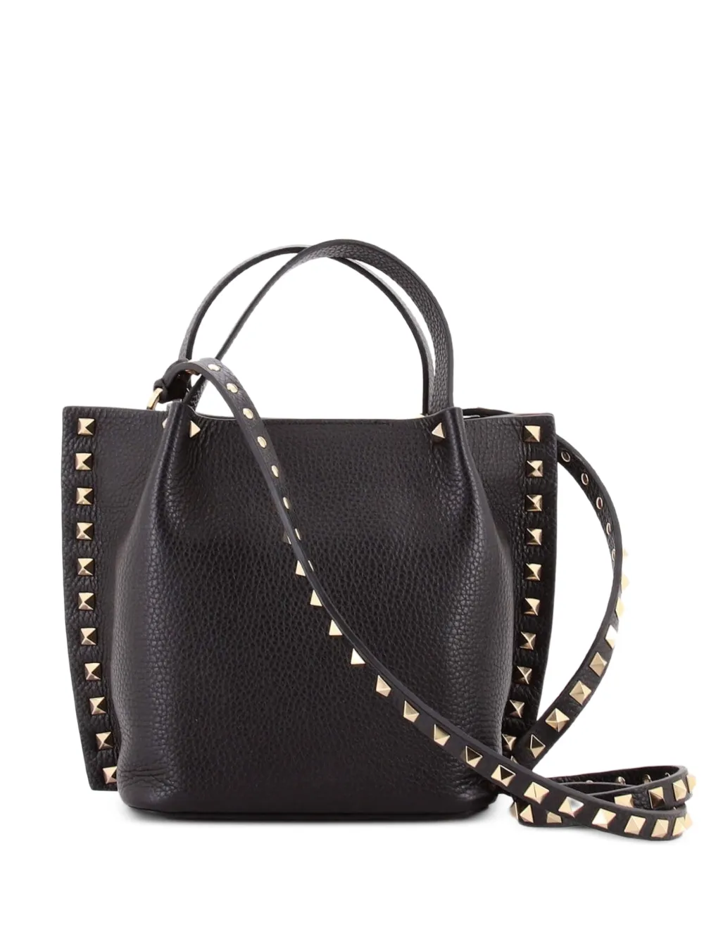 Valentino Garavani Pre-Owned Rockstud Convertible Top Handle Open Leather Mini tote bag - Nero