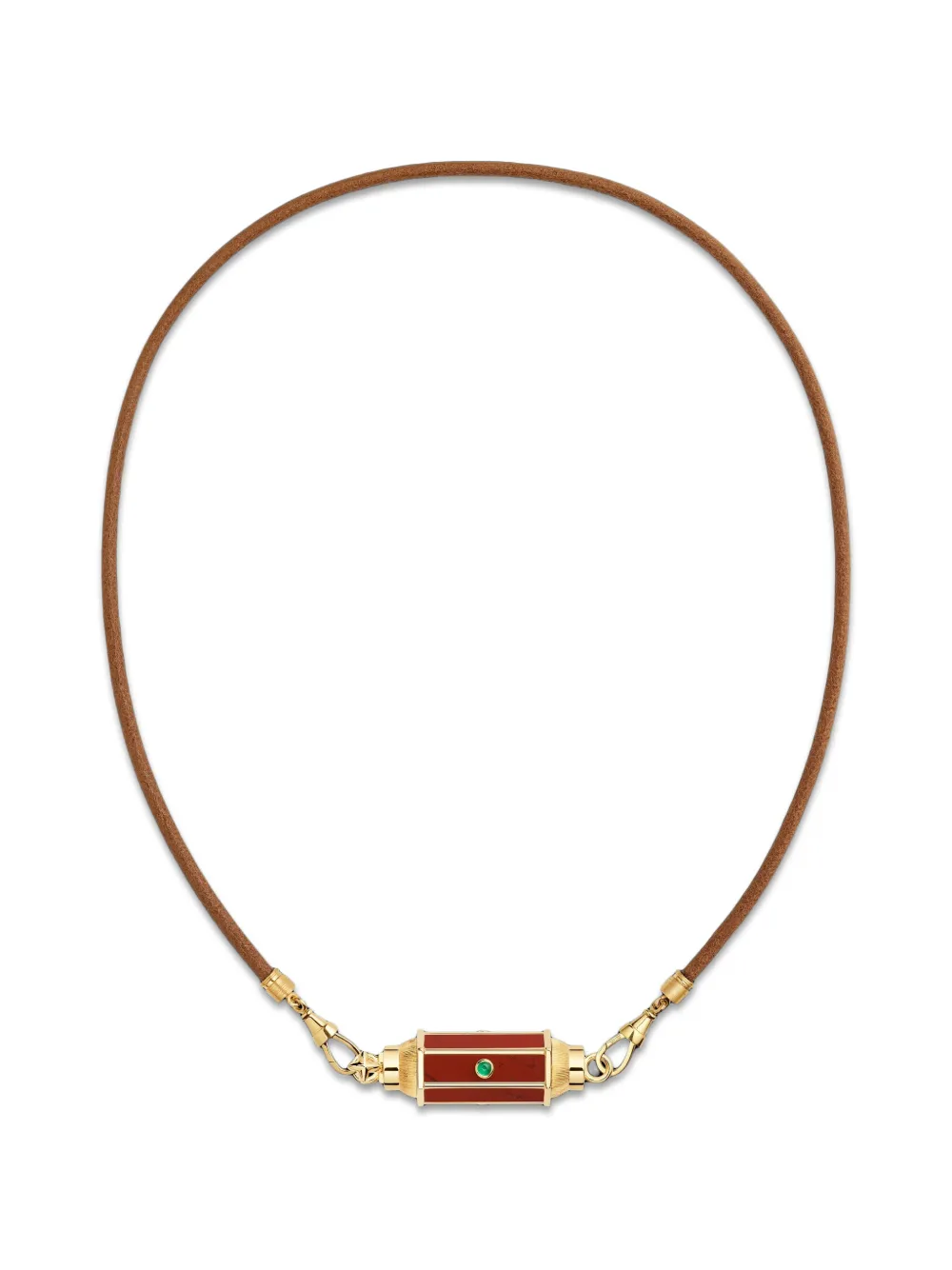 Marie Lichtenberg Collana Baby Locket con smeraldo e diaspro - Oro