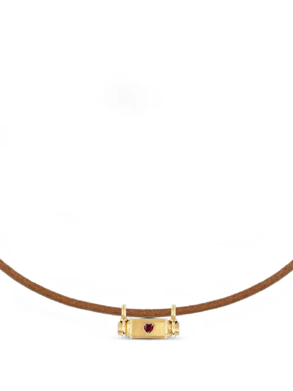 Marie Lichtenberg Heart Smash Garnet Locket Necklace in Gold