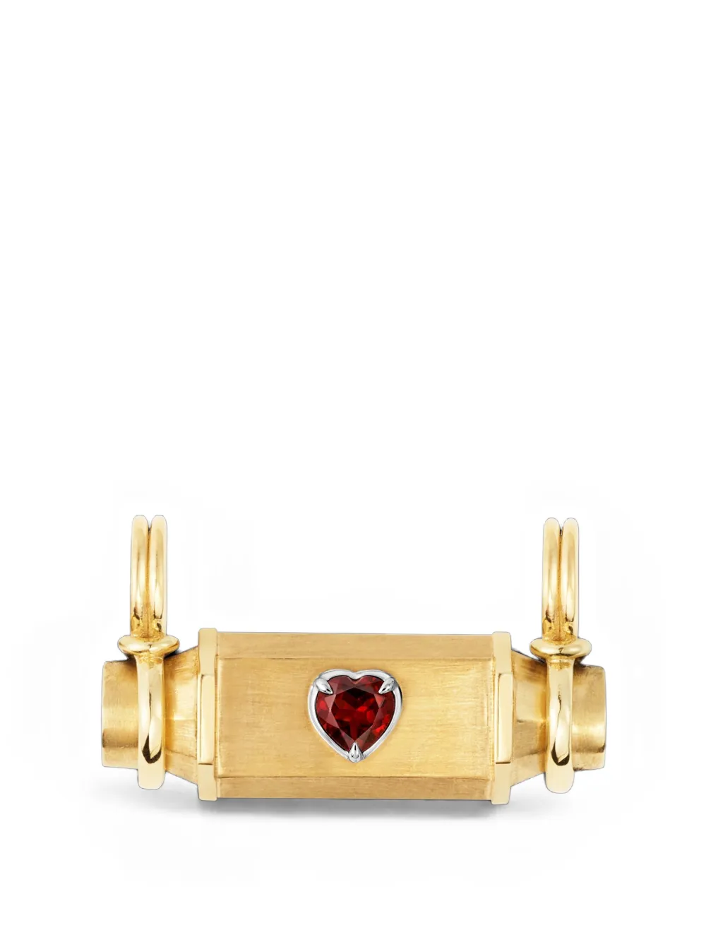 Marie Lichtenberg Heart Smash Garnet Locket Necklace in Gold, view 2