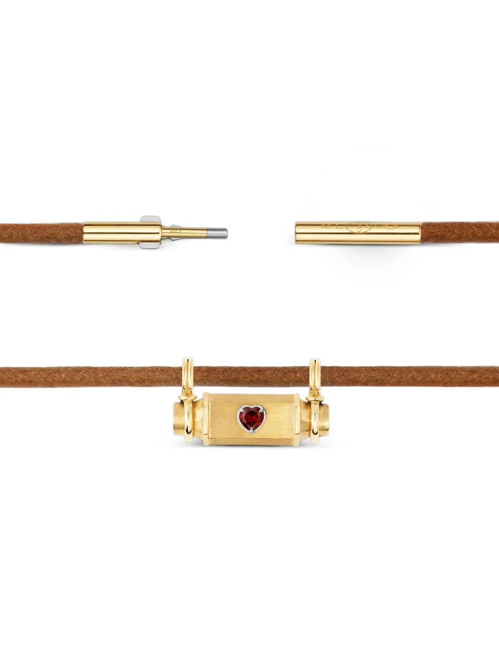 Marie Lichtenberg Heart Smash Garnet Locket Necklace in Gold, view 3