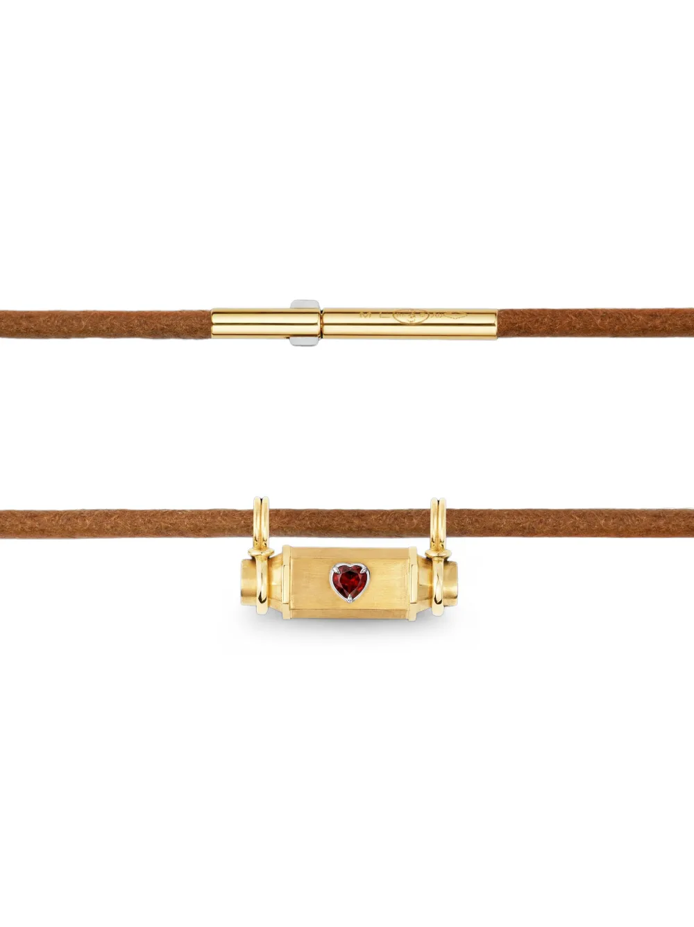 Marie Lichtenberg Heart Smash Garnet Locket Necklace in Gold, view 4