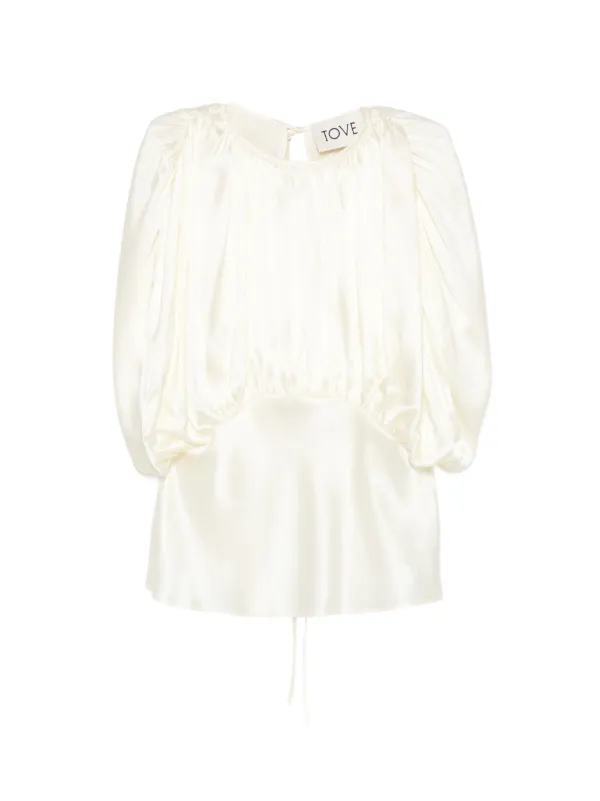 Tove Peta Ruched Blouse in Neutrals