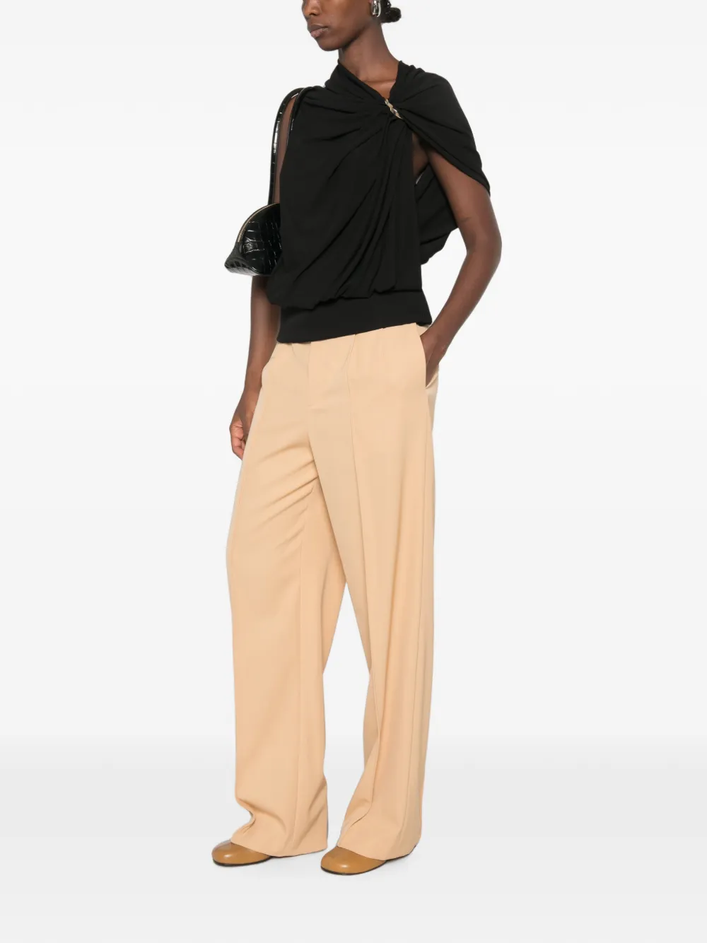 Sportmax Lacuna top verfraaid met ring Zwart
