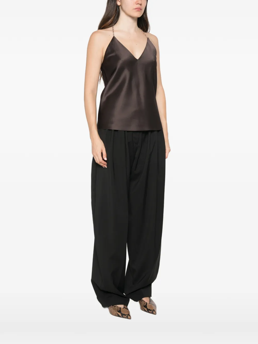 Sportmax Spxpiombo top met kettingband en V-hals Bruin