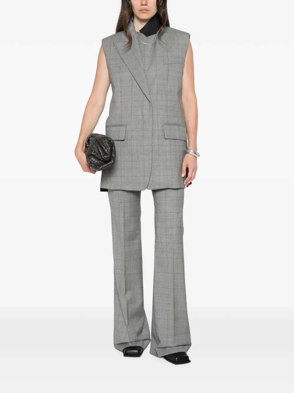 Sportmax Spxanfora Prince of Wales Check Trousers in Black, view 2