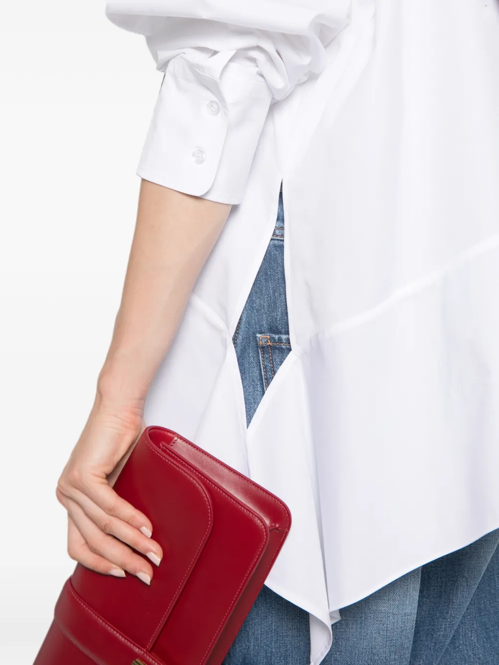 Sportmax Asymmetrische popeline blouse Wit