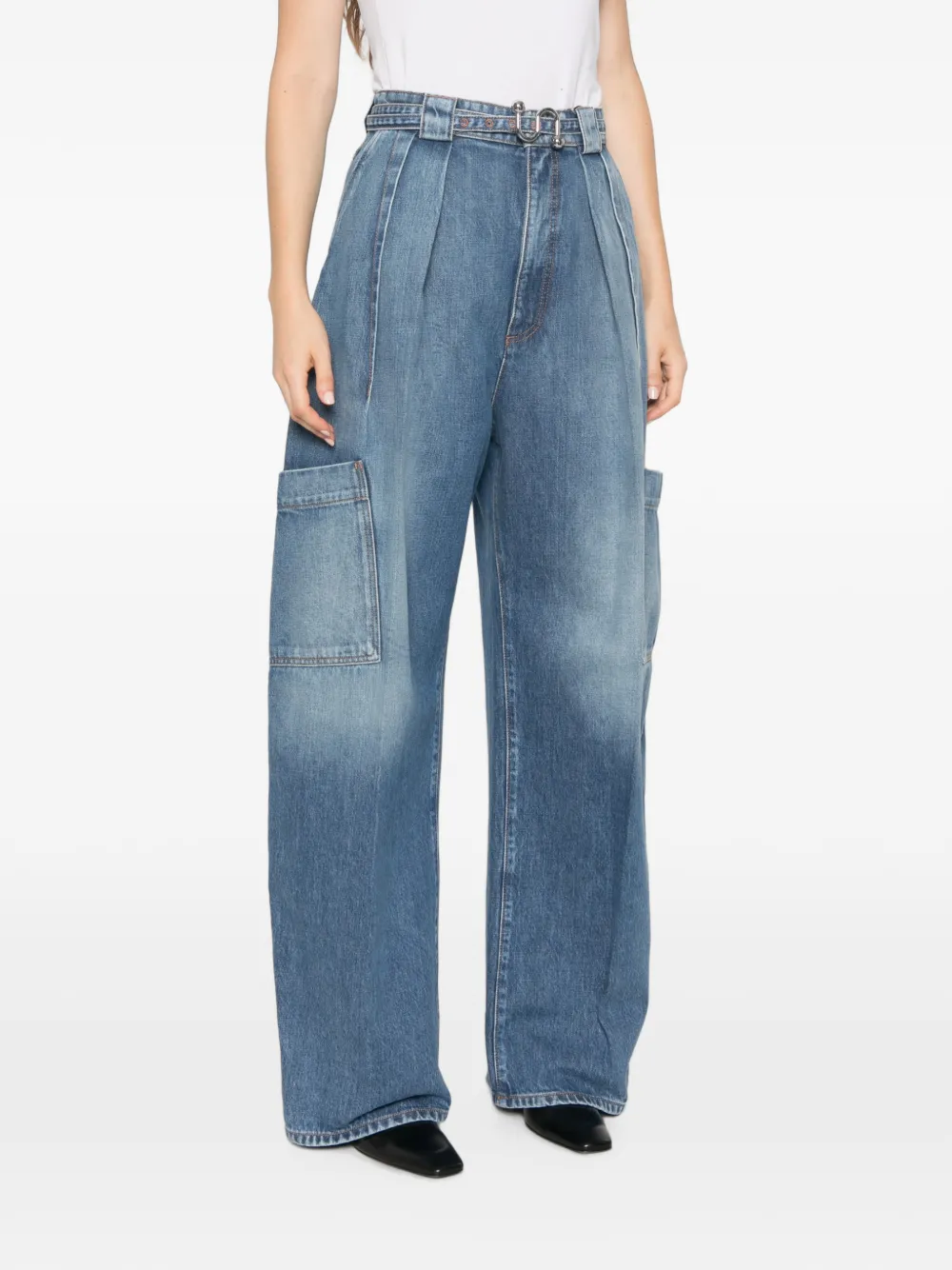 Sportmax Cargo jeans met geplooid detail Blauw