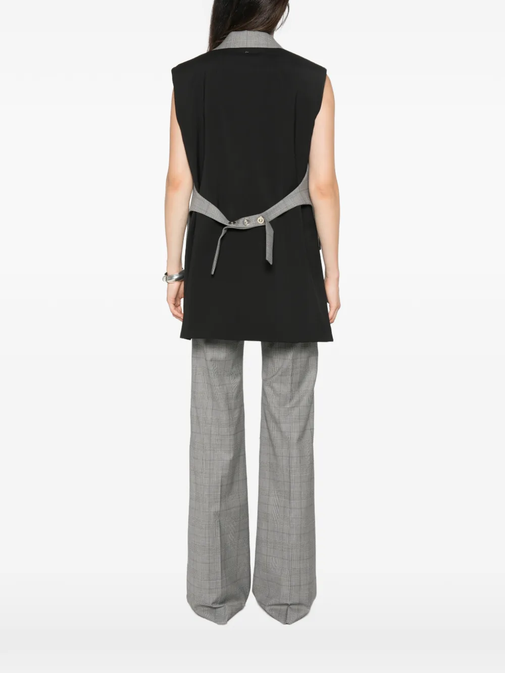 Sportmax Mouwloze Glen geruite en pure wollen blazer Wit