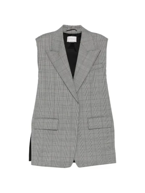Sportmax sleeveless Glen plaid and pure wool blazer - white black