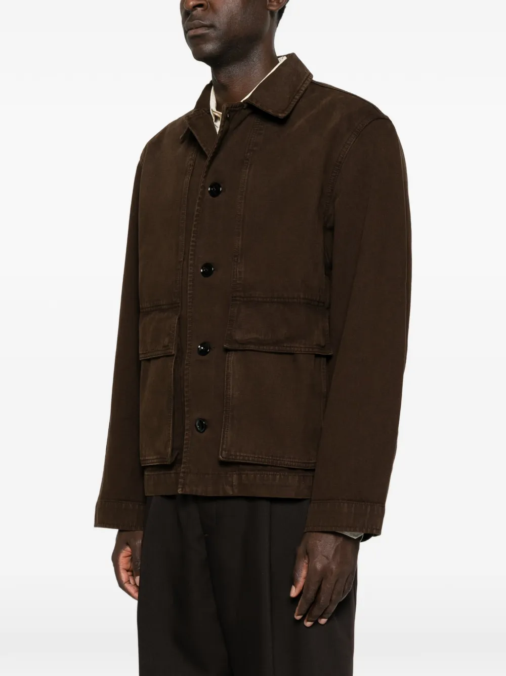 LEMAIRE Boxy jack van zwaar geverfd twill Bruin